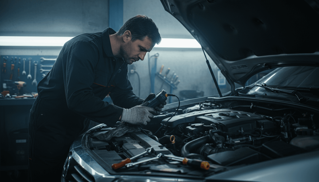 Triangle Mobile Auto Repair technician performing vehicle diagnostics